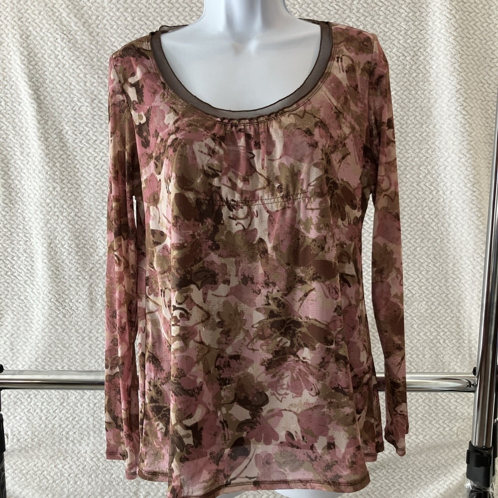 VTG‎ Y2K Axcess Babydoll Semi Sheer Sleeve Floral Top Med Fairy Grunge Coquette